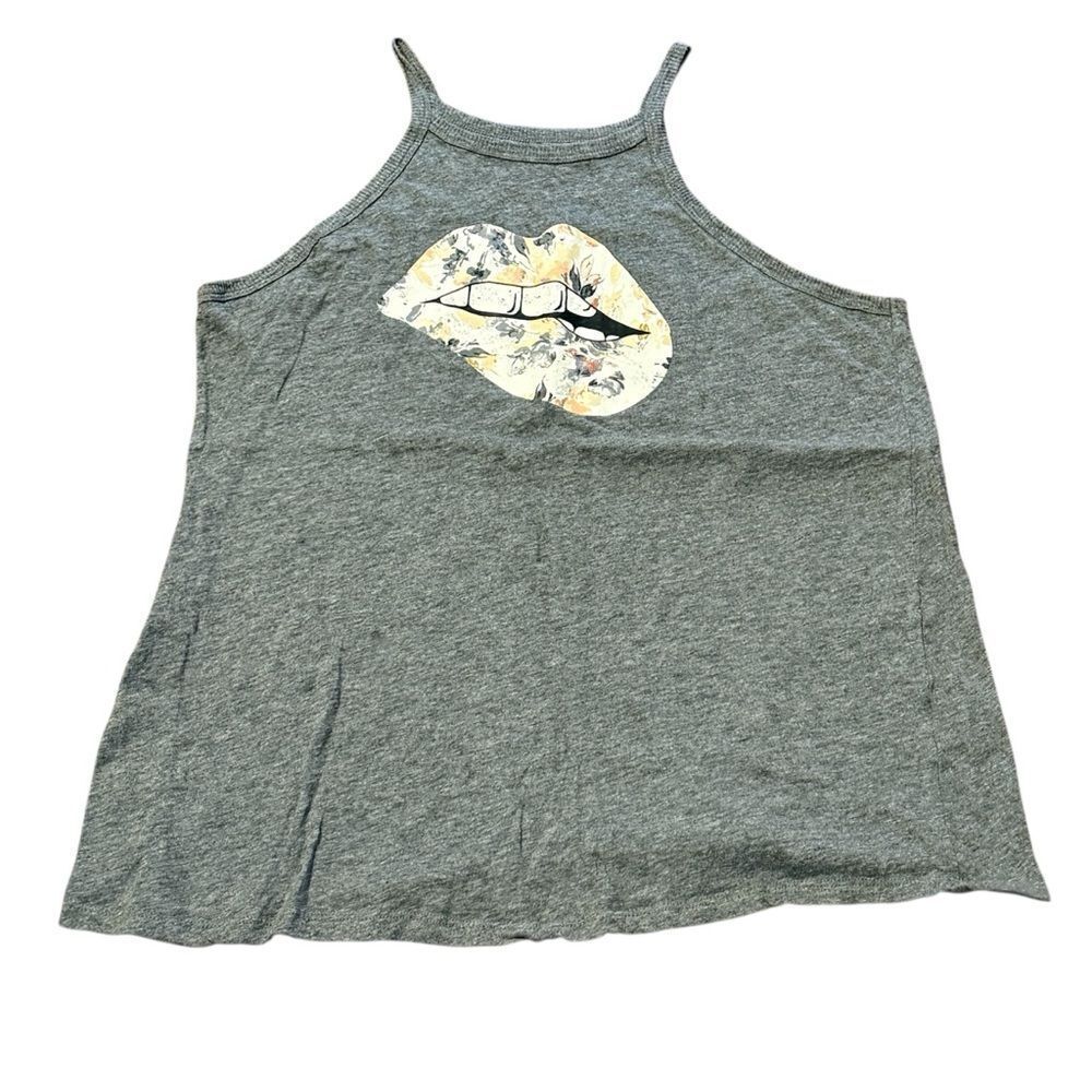 Torrid High Neck Tank Top With Lips Graphic Gray Size 0 = L